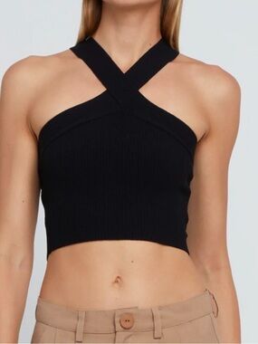 Topshop crisscross halter top new size small (4-6) black